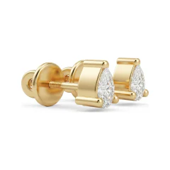 0.19 CTTW Pear Cut Lab Grown Diamond Solitaire Stud Earrings | Three Prong thumbnail 3