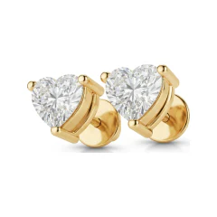 0.53 CTTW Heart Cut Lab Grown Diamond Solitaire Stud Earrings thumbnail 2