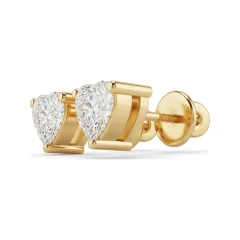 0.53 CTTW Heart Cut Lab Grown Diamond Solitaire Stud Earrings thumbnail 3