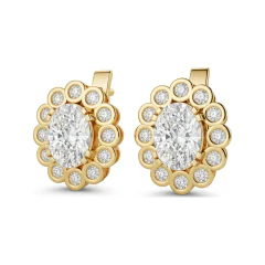 2.92 CTTW Oval Lab Grown Diamond Halo Stud Earrings thumbnail 1