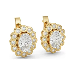 2.92 CTTW Oval Lab Grown Diamond Halo Stud Earrings thumbnail 2