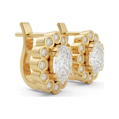 2.92 CTTW Oval Lab Grown Diamond Halo Stud Earrings thumbnail 3