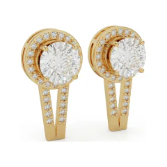 2.58 CTTW Round Lab Grown Diamond Halo Drop Earrings thumbnail 2