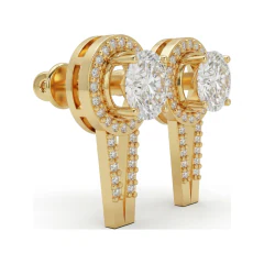 2.58 CTTW Round Lab Grown Diamond Halo Drop Earrings thumbnail 3