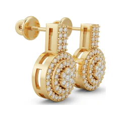 0.58 CTTW Pave Lab Grown Diamond Disc Drop Earrings thumbnail 3