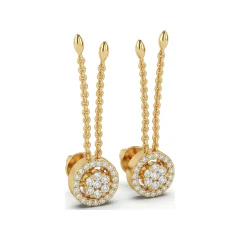 0.31 CTTW Lab Grown Diamond Halo Chain Tassel Drop Earrings thumbnail 2