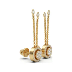 0.31 CTTW Lab Grown Diamond Halo Chain Tassel Drop Earrings thumbnail 3