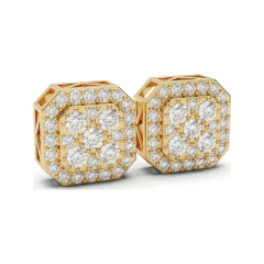 1.11 CTTW Octagon-Shaped Halo Round Lab Grown Diamond Cluster Stud Earrings thumbnail 2