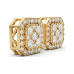 1.11 CTTW Octagon-Shaped Halo Round Lab Grown Diamond Cluster Stud Earrings thumbnail 3