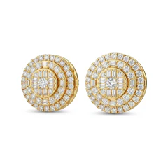 1.23 CTTW Vintage Baguette and Round Lab Grown Diamond Halo Stud Earrings thumbnail 1