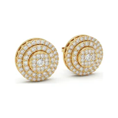 1.23 CTTW Vintage Baguette and Round Lab Grown Diamond Halo Stud Earrings thumbnail 2
