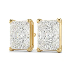 0.4 CTTW Lab Grown Diamond Radiant Cut Basket Stud Earrings with Screw Backs thumbnail 1