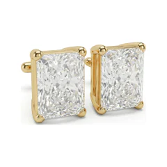 0.4 CTTW Lab Grown Diamond Radiant Cut Basket Stud Earrings with Screw Backs thumbnail 2