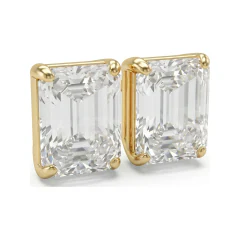 0.15 CTTW Lab Grown Diamond Emerald-Cut Stud Earrings | Basket-Set, Screw Backs thumbnail 2