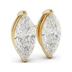 1.09 CTTW Marquise Basket Stud Earrings | Screw-Back Lab Grown Diamond thumbnail 2