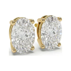 1 CTTW Lab Grown Diamond Oval Basket Stud Earrings with Screw Backs thumbnail 2