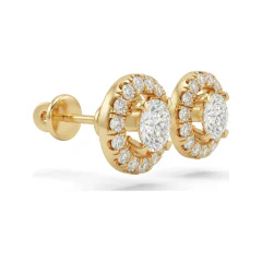 0.33 CTTW Lab Grown Diamond Floral Halo Cluster Stud Earrings thumbnail 3