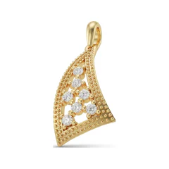 0.15 CTTW Diamond Cluster Geometric Sail Pendant in 10K Yellow Gold thumbnail 1