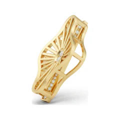 0.13 CTTW Diamond Starburst Openwork Geometric Pendant in 10K Yellow Gold thumbnail 2