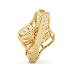 0.13 CTTW Diamond Starburst Openwork Geometric Pendant in 10K Yellow Gold thumbnail 3
