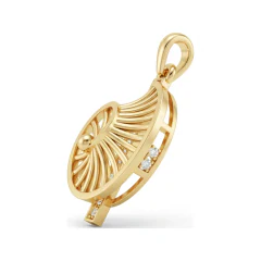 0.1 CTTW Geometric Diamond Wheel Circle Pendant in 10K Yellow Gold thumbnail 2