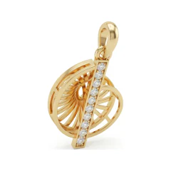0.1 CTTW Geometric Diamond Wheel Circle Pendant in 10K Yellow Gold thumbnail 3