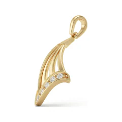 0.11 CTTW Modern Diamond Ribbon Fan Pendant in 10K Yellow Gold thumbnail 2