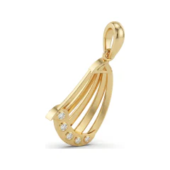 0.11 CTTW Modern Diamond Ribbon Fan Pendant in 10K Yellow Gold thumbnail 3