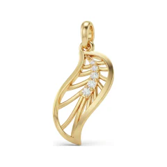 0.06 CTTW Sculpted Openwork Diamond Leaf Pendant in 10K Yellow Gold thumbnail 1