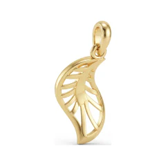0.06 CTTW Sculpted Openwork Diamond Leaf Pendant in 10K Yellow Gold thumbnail 3
