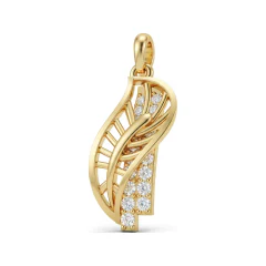 0.36 CTTW Openwork Leaf Drop Pendant with Pave Diamond Spine in 10K Yellow Gold thumbnail 1