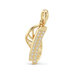 0.36 CTTW Openwork Leaf Drop Pendant with Pave Diamond Spine in 10K Yellow Gold thumbnail 3