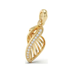 0.08 CTTW Diamond Ribbed Swirl Leaf Pendant | Modern in 10K Yellow Gold thumbnail 3