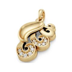 0.09 CTTW Diamond Paisley Swirl Pendant in 10K Yellow Gold thumbnail 1