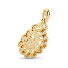0.1 CTTW Diamond Paisley Scroll Filigree Pendant in 10K Yellow Gold thumbnail 3