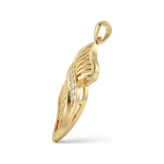 0.06 CTTW Twisted Leaf Pendant with Diamond Accent Line in 10K Yellow Gold thumbnail 2
