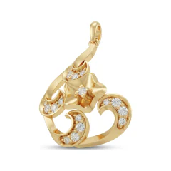 0.17 CTTW Diamond Flower & Scroll Pendant | Floral Necklace in 10K Yellow Gold thumbnail 1