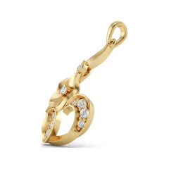 0.17 CTTW Diamond Flower & Scroll Pendant | Floral Necklace in 10K Yellow Gold thumbnail 2