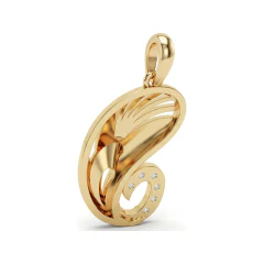 0.14 CTTW Diamond Paisley Shell Pendant | Modern Necklace in 10K Yellow Gold thumbnail 3