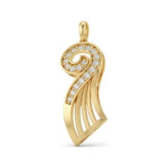 0.13 CTTW Pave Diamond Paisley Spiral Pendant in 10K Yellow Gold thumbnail 1