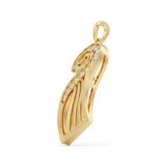 0.13 CTTW Pave Diamond Paisley Spiral Pendant in 10K Yellow Gold thumbnail 2