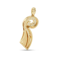 0.13 CTTW Pave Diamond Paisley Spiral Pendant in 10K Yellow Gold thumbnail 3