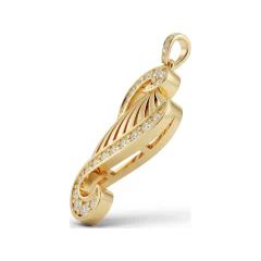 0.1 CTTW Diamond Paisley Swirl Pendant | Fluted Necklace in 10K Yellow Gold thumbnail 2