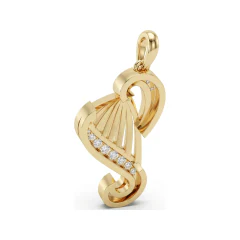 0.1 CTTW Diamond Paisley Swirl Pendant | Fluted Necklace in 10K Yellow Gold thumbnail 3