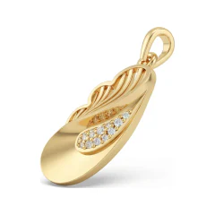 0.06 CTTW Diamond Angel Wing Pendant in 10K Yellow Gold thumbnail 2