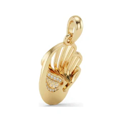 0.06 CTTW Diamond Angel Wing Pendant in 10K Yellow Gold thumbnail 3