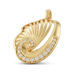0.12 CTTW Diamond Nautilus Shell Pendant Necklace in 10K Yellow Gold thumbnail 1