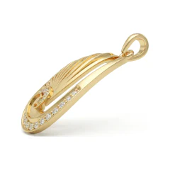 0.12 CTTW Diamond Nautilus Shell Pendant Necklace in 10K Yellow Gold thumbnail 2