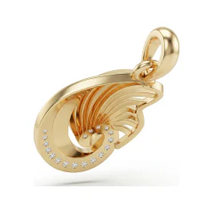 0.12 CTTW Diamond Nautilus Shell Pendant Necklace in 10K Yellow Gold thumbnail 3