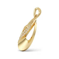 0.11 CTTW Sculpted Diamond Leaf Pendant | Openwork Design in 10K Yellow Gold thumbnail 2